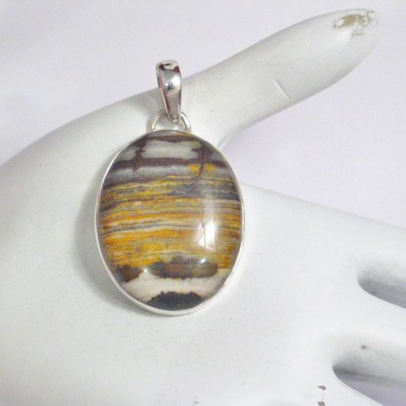 #Agate #Stone #Pendant #Sterling #Silver w/ #Strip